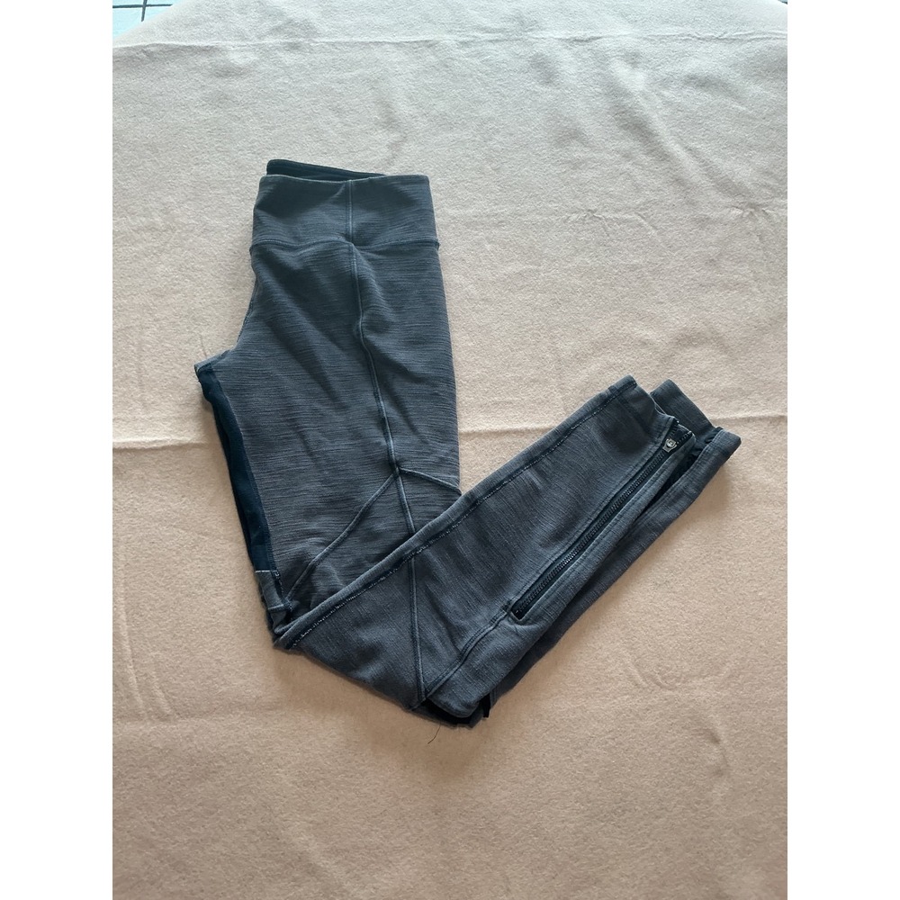 Lululemon Athletic Leggings Womens 4 Gray Excellent Space Dye Ankle Zip